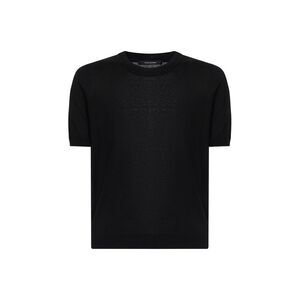 Tagliatore Men Black Silk Knit Crewneck T-Shirt